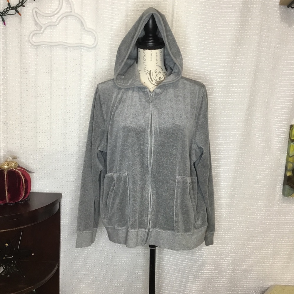 i.e. relaxed Velvet Hoodie Jacket